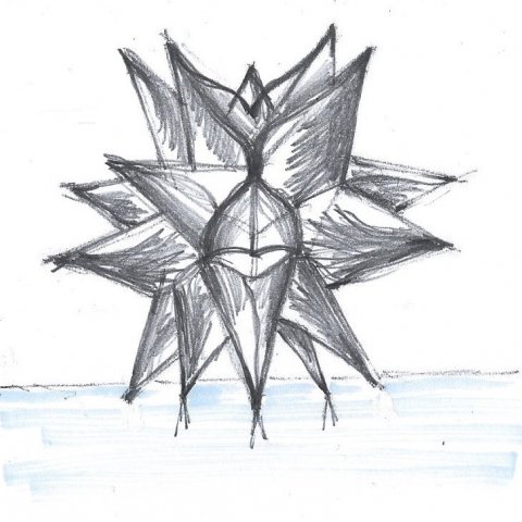 Museum of Tomorrow, in Rio de Janeiro - Sketch of Sculpture in front of Museum