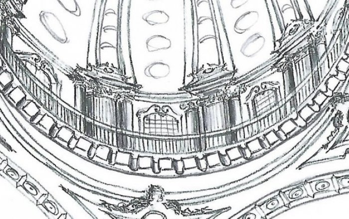 Detail in Basilica in Mafra National Palace Sketch