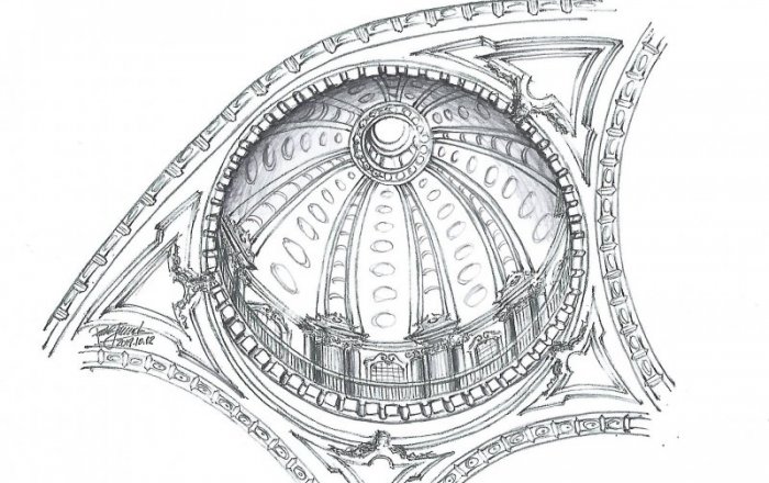Basilica in Mafra National Palace Sketch